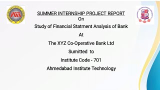 GTU mba sem 3 sip project Report  study of financial statement analysis of bank [upl. by Ariec169]