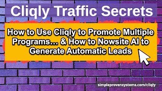 Use Cliqly to Get Traffic Leads amp Sales for Multiple Programs  Nowsite MyTrafficPowerline Traffic [upl. by Nananne37]