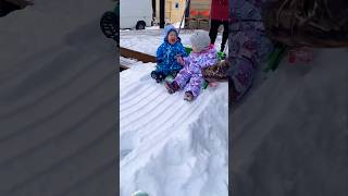 funny video 🤣🤣😂 snow snowslide funny baby cute winter [upl. by Akym]