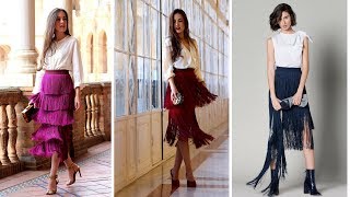 FALDAS CON FLECOS 👗 ¡15 Grandiosos Diseños Moda Fashion Faldas [upl. by Anaugal]