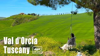 🇮🇹 Tuscany Walking tour in the pictureperfect landscapes in Val dOrcia Spring  ASMR [upl. by Di]