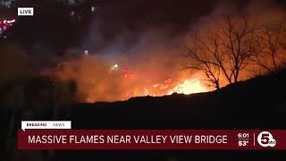 Massive fire breaks out near Valley View Bridge [upl. by Anitsenre]