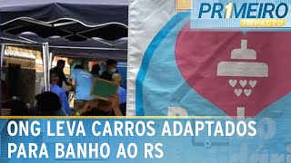 ONG de SP leva carros adaptados para banho ao Rio Grande do Sul  Primeiro Impacto 140524 [upl. by Nitsed33]