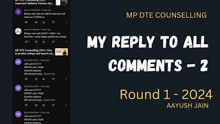 MP DTE Counselling 2024 My reply to all comments  2 College Predictor [upl. by Elleneg]