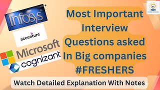 Most Important Interview Questions Asked in Big MNCs infosys freshersjobs interviewquestions [upl. by Ahsiea]