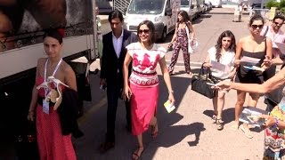 EXCLUSIVE  Freida Pinto and Chiwetel Ejiofor coming out of Cannes Lions Festival in Cannes [upl. by Ludba657]