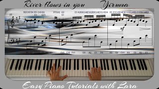 River Flows in You Yiruma Slow Easy Piano Tutorial  Letter Notes [upl. by Shannen]