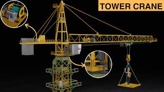 Tower Crane Explained  How Tower Crane Adjust Height  3D Animation [upl. by Shaylah534]