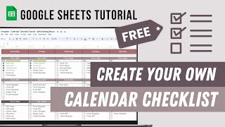 Calendar Checklist Tutorial  How to make a Calendar ToDo List FREE Google Sheets Template [upl. by Alcinia]