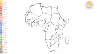 Outline Map of Africa with Countries  How to draw Africa map with Countries step by step [upl. by Bishop]