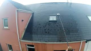 Roof Clean Using A Pressure Washer And Power Pole Set Up [upl. by Perkoff]