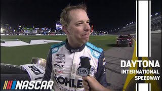 Brad Keselowski reacts to winning Duel 1 at Daytona  NASCAR [upl. by Aihsyla]