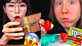 Mukbangers Trying Popular TIKTOK Food trends 😱 [upl. by Merrow226]