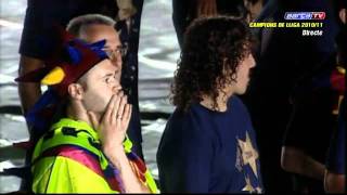 Victor Valdes  FC Barcelona Celebration of La Liga 2010  2011 in the Camp Nou [upl. by Hanford]