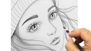 كيفية رسم فتاه حزينه بالقلم الرصاص رسم فتاه حزينه سهلHo to draw a gir wearing a hatpencils sketch [upl. by Ernest]