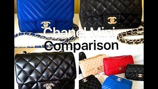 CHANEL MINI FLAP COMPARISON Square vs Rectangular Long chatty [upl. by Yruok514]