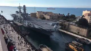 Carrier Cavour enters port for F35B refit [upl. by Noissap]