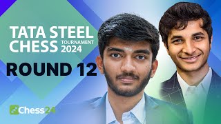 Gukesh v Pragg PreCandidates Faceoff amp Nodirbek v Vidit On Penultimate Day  Tata Steel 2024 Rd 12 [upl. by Jotham]