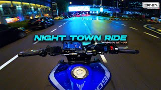 NIGHT TOWN RIDE ✌  Pure Sound  YAMAHA MT09 4K [upl. by Nahej]