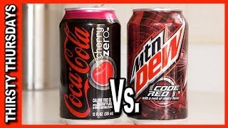 CocaCola Cherry Zero ★ Vs ★ Mountain Dew Code Red Review [upl. by Ihsar]