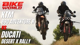 KTM 890 Adventure R vs Ducati Desert X Rally  OffRoad Head To Head [upl. by Mei]