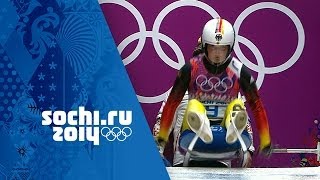 Womens Luge  Runs 1 and 2  Sochi 2014 Winter Olympics [upl. by Lebasiairam]