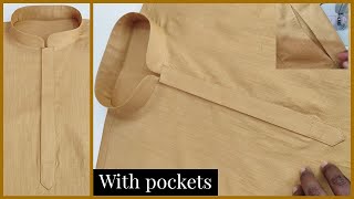 How to Sew a kurta  full video with side pockets  perfect kurta stitching with attache pockets [upl. by Korfonta142]