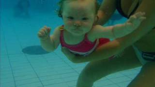 Olivia 8 months diving under water at baby swim [upl. by Nuahsor297]