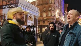 Christian Irish laughed at a Muslim who then became a laughingstock Muslim Cowboy LeicesterSquare [upl. by Judon439]