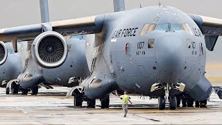 US Massive C17s Taking Off One by One During Giant Elephant Walk [upl. by Sonahpets508]