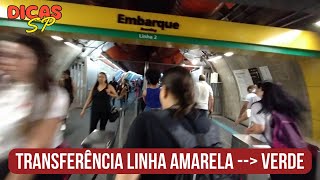 08 Transferência linha 4 amarela até linha 2 verde do metrô [upl. by Ilrahs]