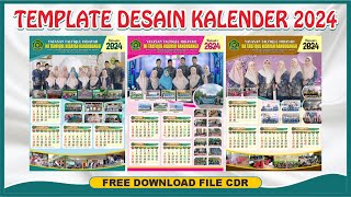 TEMPLATE DESAIN KALENDER 2024  KALENDER 3 BULANAN  FREE DOWNLOAD CDR  ZAFIRA STUDIO  COREL DRAW [upl. by Esther819]