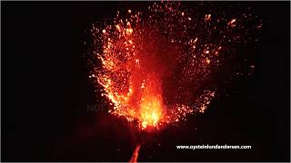 Krakatau volcano Erupting by night 2018  20min spectacular 4K video [upl. by Hewes]