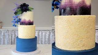 Painted Buttercream Cake Achieving Deep Buttercream Color with Minimal Food Color  Edible Gliiter [upl. by Acnalb]