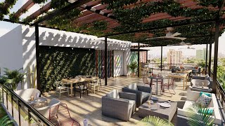 Rooftop Lounge Restaurant  Interior Design [upl. by Enerual119]