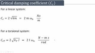 Lecture 12  Dynamics of machinery  Critical damping coefficient derivation  Free damped vibration [upl. by Ynamrej561]