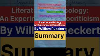 Literature and EcologyAn Experiment in Ecocriticism by William Rueckert Summaryviralugcnetnotes [upl. by Schilling304]