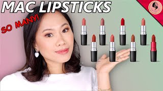 8 SHADES OF MAC LIPSTICKS YOU SHOULD TRY Ruby woo MochaWhirlTaupeand more [upl. by Ruddy]