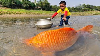 Amazing Big Fish Catching By Hand  Traditional Big Fish Catch By Hand in River Mud Water 2023 [upl. by Mandi]