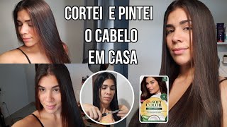 PINTEI E CORTEI O CABELO SOZINHA 💇‍♀️ [upl. by Henleigh396]