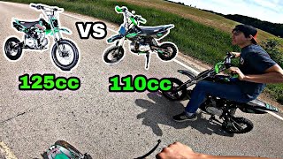 110cc vs 125cc Pit Bike Race  15cc Make ANY Difference Which is FASTER SSR Pit Bikes [upl. by Yenhpad97]