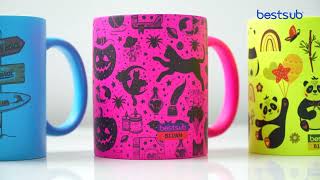 🌈Sublimation Fluorescent 11oz Full Color Ceramic Mugs 丨HOW TO SUBLIMATE？ [upl. by Ttenyl]