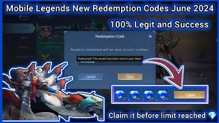 No Limit Mobile Legends Redeem Codes June 19 2024  MLBB Redeem Codes upcoming ml June 20 2024💎 [upl. by Lindsy]