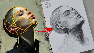 Easy pencil sketch with portrait  draw face using Loomis method gujratiyoutubers aartoosh [upl. by Ellebasi]