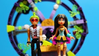 Monster High Mega Construx Clawsome Carnival Deuce amp Cleo Minifigure Dolls Scaris Wheel [upl. by Arymas]