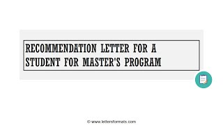 How to Write a Recommendation Letter for Student for Masters Program [upl. by Crofton903]