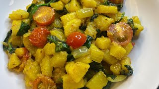 Spicy Potatoes  Potatoes Recipe with spinach amp cherry tomatoes [upl. by Mulcahy]