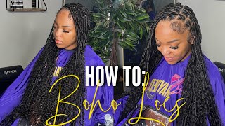 HOW TO INSTALL CROCHET BOHO LOCS  EASIEST BOHO LOCS INSTALLATION FT LOCKBRAIDS [upl. by Ami299]