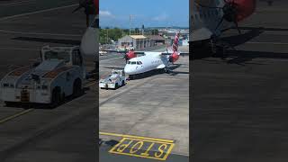 Loganair ATR 72500 GLMRA pushback and engine start up at IOM airlines airplane aviation [upl. by Watson]