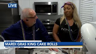 2We are with Nina Creole making her Mardi Gras Gentilly King Cake Rolls [upl. by Meeki]